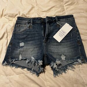 Risen Distressed Denim Shorts - Blue